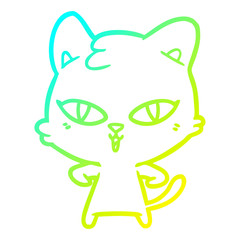 cold gradient line drawing cartoon cat