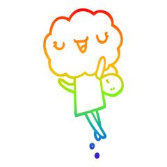 rainbow gradient line drawing cute cartoon cloud head creature