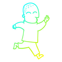 cold gradient line drawing cartoon man running