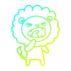 cold gradient line drawing cartoon angry lion