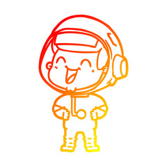 warm gradient line drawing happy cartoon astronaut