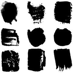Paint strokes with a dry brush on a white background. Vector grunge texture with space for text. Dirty spots isolated.