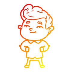 warm gradient line drawing happy cartoon man
