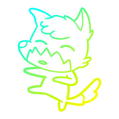 cold gradient line drawing cartoon fox