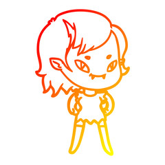 warm gradient line drawing cartoon friendly vampire girl