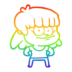 rainbow gradient line drawing cartoon smiling woman