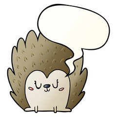 cute cartoon hedgehog and speech bubble in smooth gradient style