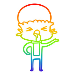 rainbow gradient line drawing disgusted cartoon alien