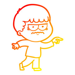 warm gradient line drawing cartoon annoyed man