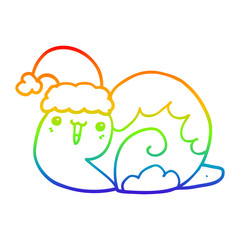 rainbow gradient line drawing cute cartoon christmas snail
