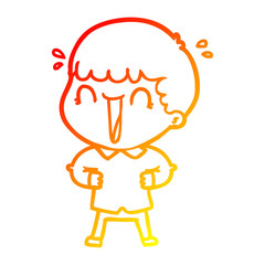 warm gradient line drawing laughing cartoon man