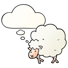 cartoon sheep and thought bubble in smooth gradient style