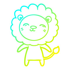 cold gradient line drawing cartoon lion
