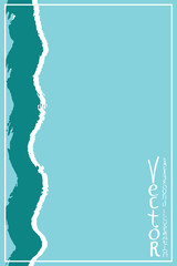 Brushstrokes of turquoise paint with a dry brush. Template for cover, flyer, poster. Grunge stains vector abstraction.