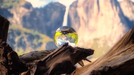 Yosemite Falls through the lensball
