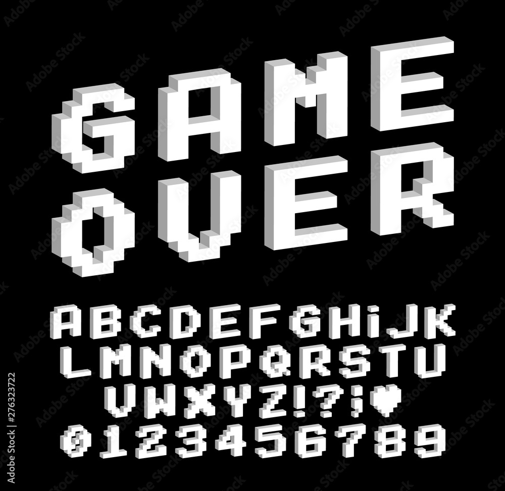 Fototapete set of vector letters in retro style. game design. font of old games. 8 bit letters and numbers vect