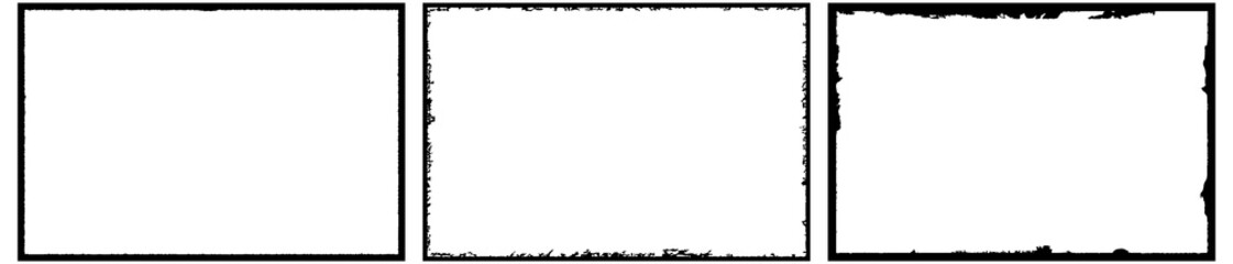Frames in grunge style. Abstract rectangles with space for text. Monochrome elements.