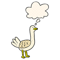 cartoon bird and thought bubble in comic book style