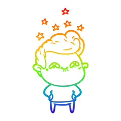 rainbow gradient line drawing cartoon excited man