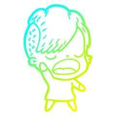 cold gradient line drawing cartoon cool hipster girl talking