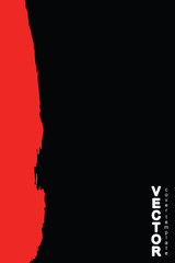 Red brush stroke on black background. Template for book cover, poster, label. Grunge stripe vector illustration.
