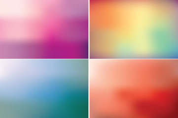 Collection of blurred backgrounds. Vector defocus texture. Multi-color abstract surface.