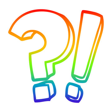 recommend clip art: rainbow gradient line drawing cartoon question mark and exclamation mark