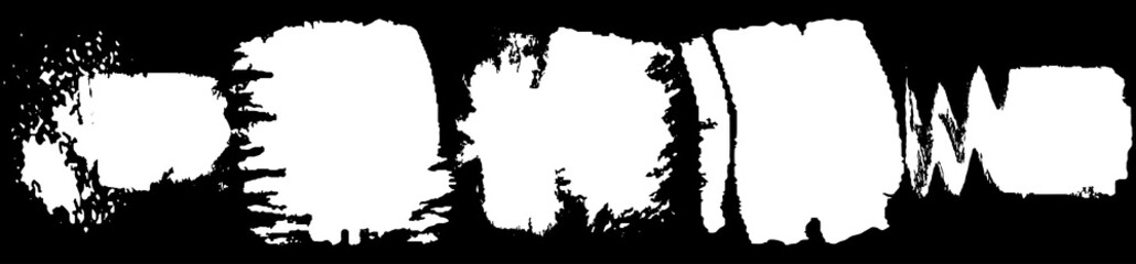 Vector brush grunge. Abstract spots, lines. Chaotic shapes patterns. Ink blots old.