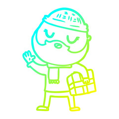 Obraz premium cold gradient line drawing cartoon man with beard