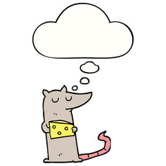 cartoon mouse with cheese and thought bubble