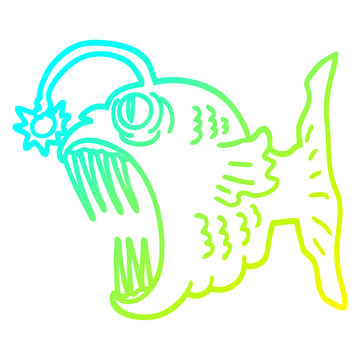 recommend clip art: cold gradient line drawing cartoon lantern fish