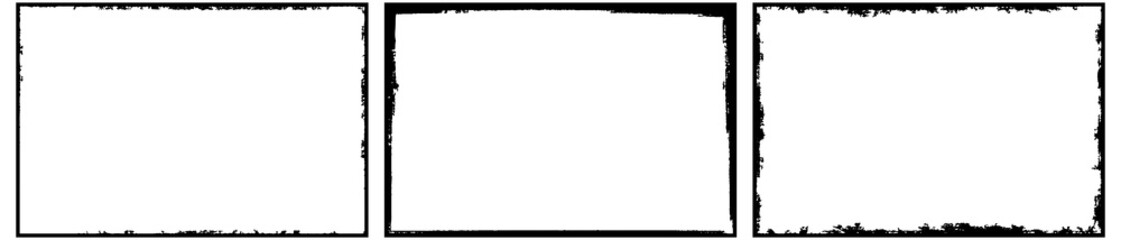 Frames in grunge style. Abstract rectangles with space for text. Monochrome elements.