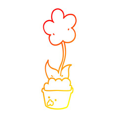 warm gradient line drawing cute cartoon flower