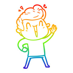 rainbow gradient line drawing cartoon excited man
