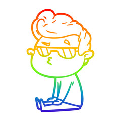 rainbow gradient line drawing cartoon cool guy