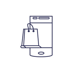 smartphone device with shopping bag