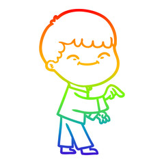 rainbow gradient line drawing cartoon happy boy