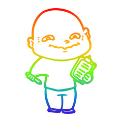 rainbow gradient line drawing cartoon nervous man