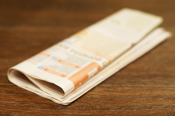 Lots of Folded Newspapers, News Template with Copy Space   