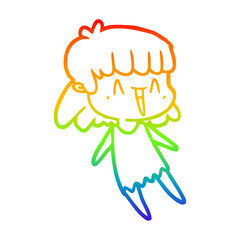 rainbow gradient line drawing cartoon woman