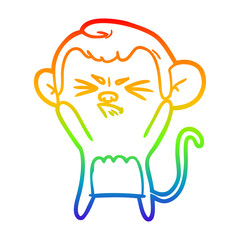 rainbow gradient line drawing cartoon angry monkey