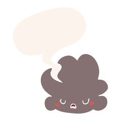 cartoon cloud and speech bubble in retro style