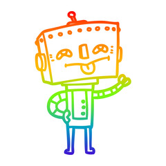 rainbow gradient line drawing cartoon robot