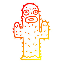 warm gradient line drawing cartoon cactus