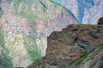 View of beautiful mountains in northern caucasus on sunny day