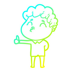 cold gradient line drawing cartoon man pouting