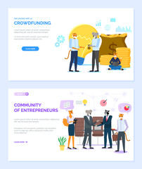 Community of entrepreneurs vector, business partners hipster animals wearing formal clothes and suits. Crowdfunding meeting of koala colleague. Website or webpage template, landing page flat style
