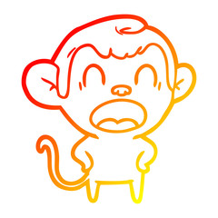 warm gradient line drawing shouting cartoon monkey