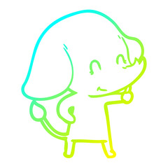 cold gradient line drawing cute cartoon elephant