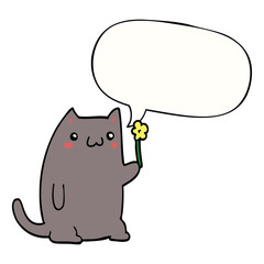 cute cartoon cat and speech bubble